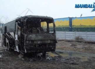 Autocar distrus în incendiu, în localitatea 2 Mai