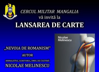 INVITATIE la lansarea cartii “NEVOIA DE ROMANISM”, autor Nicolae Melinescu