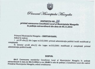 Vineri, sedinta extraordinara a CL Mangalia. Vezi ce proiecte sunt pe ordinea de zi.