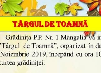 Grădinița P.P. Nr.1 Mangalia vă invită la “Târgul de Toamnă”
