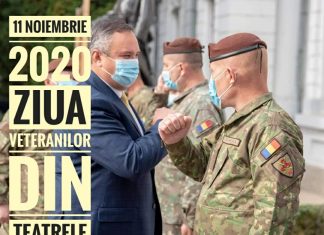 Mesajul ministrului Apărării Naţionale, Nicolae Ionel Ciucă, adresat cu prilejul Zilei Veteranilor din teatrele de operații.
