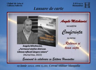 Lansare de carte, la Clubul de Artă și Cultură SOLTERIS: ”Farmecul vieților distruse. Câteva reflecții despre ratare” – autor Angelo Mitchievici