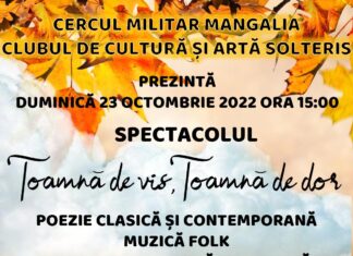 Spectacolul ”Toamnă de vis, toamnă de dor”, duminică, 23 octombrie, la Cercul Militar Mangalia