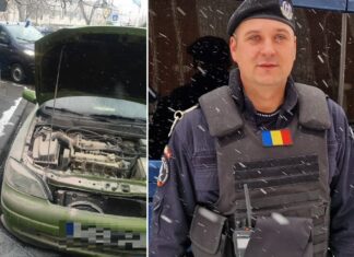 Un bărbat a fost scos la timp, de către un jandarm constănțean, dintr-o mașină în flăcări