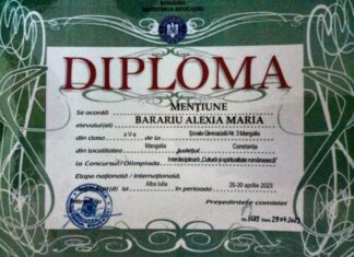 Mențiune pentru eleva Barariu Alexia Maria, de la Școala Gimnazială Nr. 3 Mangalia, la Olimpiada Națională Interdisciplinară „Cultură și spiritualitate românească”