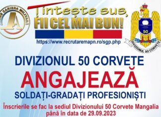 Forțele Navale Române desfășoară activități de recrutare pentru posturi de soldați și gradați profesioniști