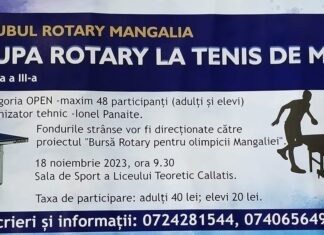 Clubul Rotary Mangalia vă invită la ”Cupa Rotary la Tenis de Masă” – Turneu caritabil