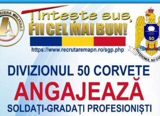 Divizionul 50 Corvete angajează soldați gradați profesioniști