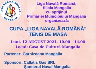 Cupa Liga Navală Română: Competiție de Tenis de Masă la Casa de Cultură Mangalia, Luni, 12 August