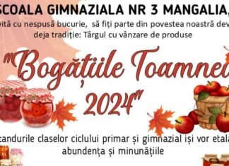 Invitație la Târgul „Bogățiile Toamnei 2024” organizat de Asociația de Părinți „Albatros”, în parteneriat cu Școla Gimnazială Nr.3 Mangalia