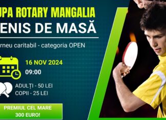 Cupa Rotary Mangalia la Tenis de Masă, ediția a IV-a, va avea loc sâmbătă, 16 noiembrie, în Sala de Sport a Liceului „Callatis”