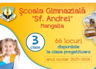 Înscrieri deschise la Școala Gimnazială Nr. 2 “Sfântul Andrei” Mangalia pentru clasa pregătitoare, anul școlar 2025-2026