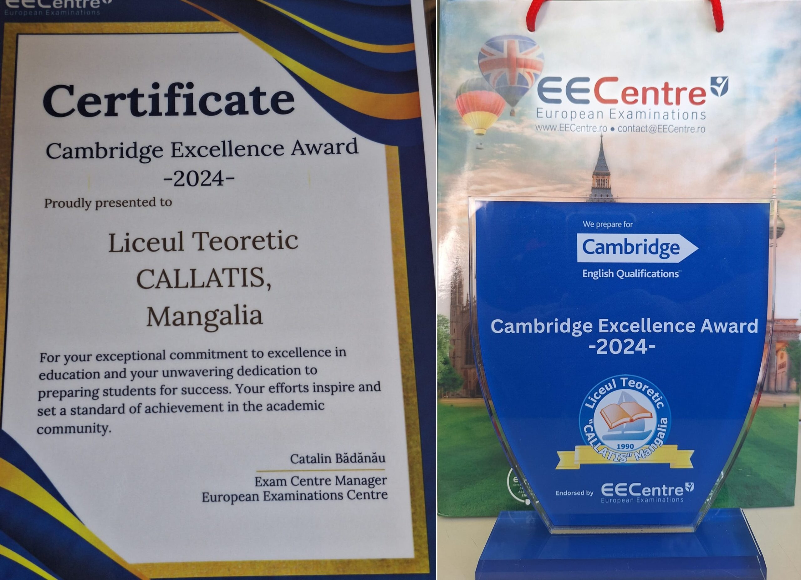 Cambridge Excellence Award 2024 - Liceul Callatis Mangalia