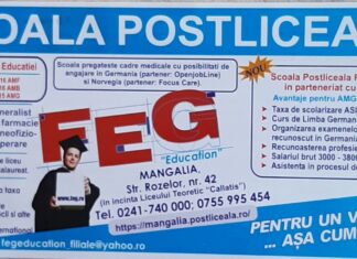 Școala Postliceală FEG Mangalia anunță deschiderea înscrierilor pentru anul școlar 2025–2026
