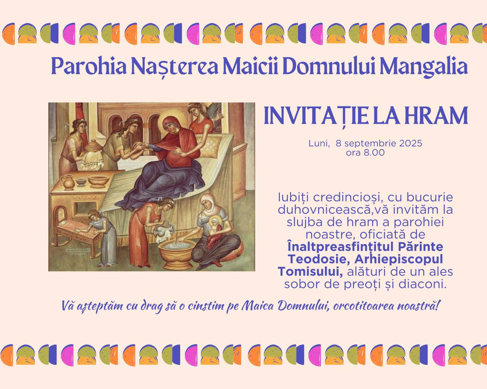 Invitație hram Biserica Nasterea Maicii Domnului