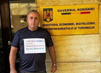 Laurențiu Gobeajă, președintele Sindicatului Liber ”Navalistul”, a intrat în greva foamei, după protestele de la Ministerul Economiei