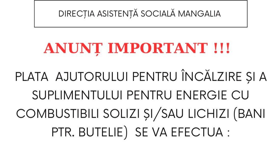 Plata ajutorului pentru incalzire