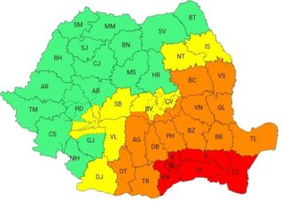 Cod roșu de ploi abundente în județul Constanța. În intervale scurte de timp sau prin acumulare vor fi cantități de apă de până la 120 l/mp