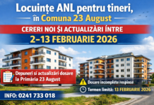 Locuințe ANL pentru tineri, în Comuna 23 August: cereri noi și actualizări între 2–13 februarie 2026