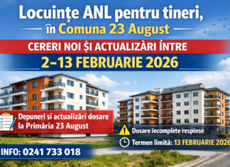 Locuințe ANL pentru tineri, în Comuna 23 August: cereri noi și actualizări între 2–13 februarie 2026