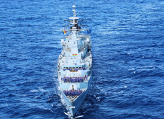 Fregata „Regina Maria” revine în portul militar Constanța, după participarea la Operația EUNAVFOR MED IRINI