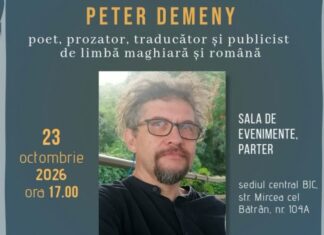 Dialog și recital poetic cu scriitorul Peter Demeny, Vineri, 23 octombrie a.c., la Biblioteca Județeană „Ioan N. Roman”